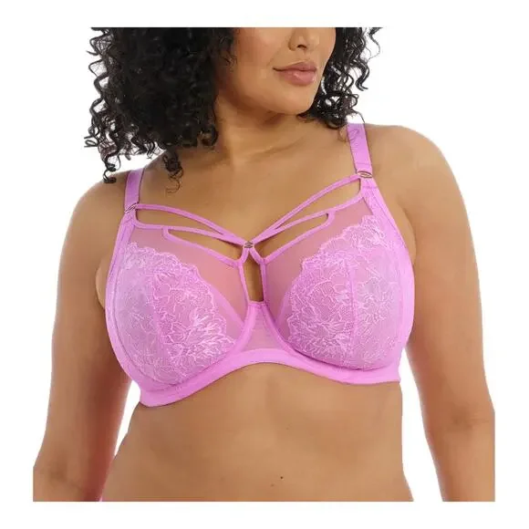 Elomi Brianna Plunge Underwire Bra Very Pink mesh harness el8080vek sz 36I - Picture 2 of 7